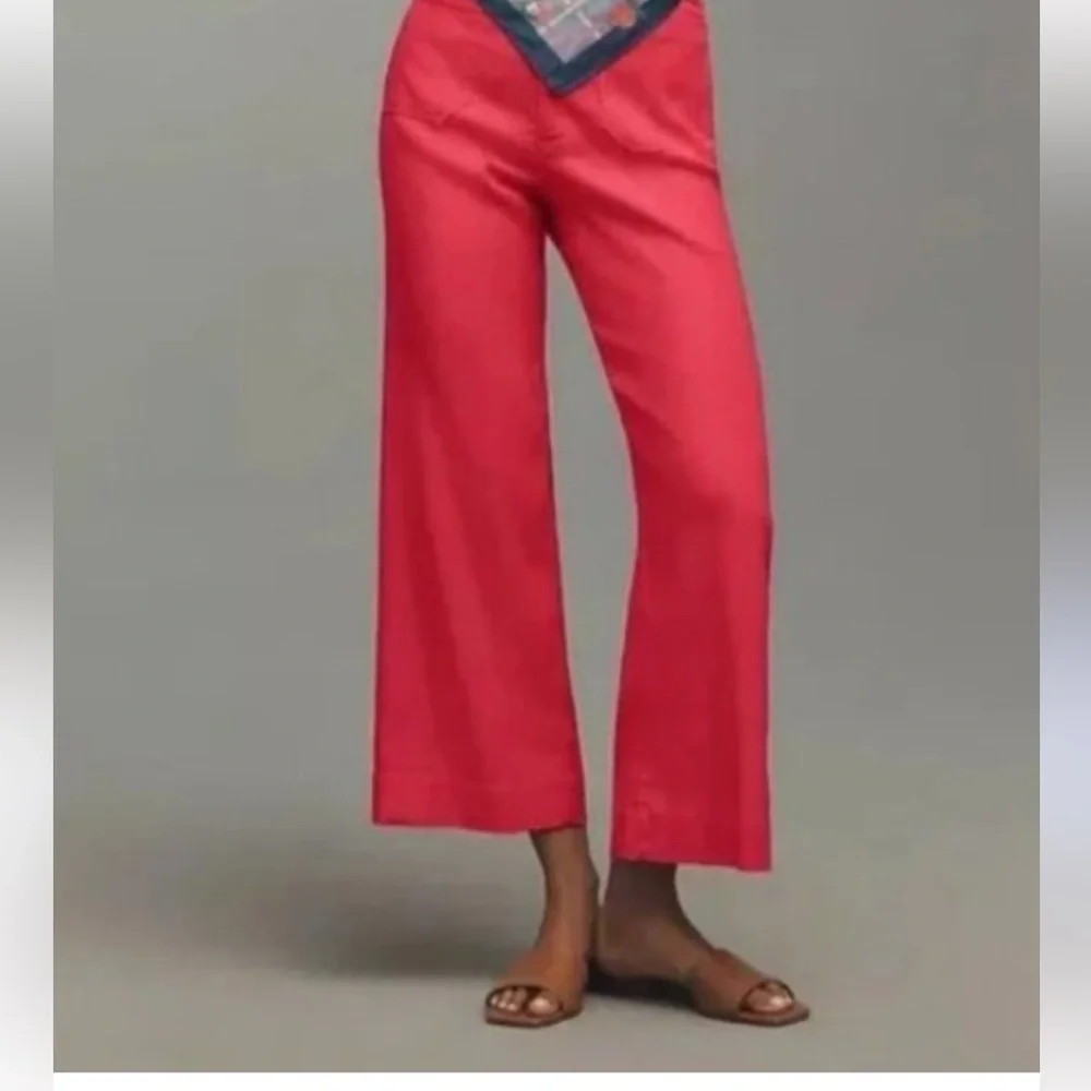 Maeve Pink Cropped Wide-Leg Pants - Picture 2 of 7